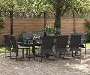 vidaXL Set mobilier de grădină, 13 piese, cu perne, oțel și textilenă