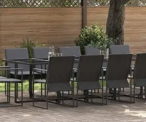 vidaXL Set mobilier de grădină, 19 piese, cu perne, oțel și textilenă