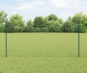 vidaXL Stâlpi de gard argintii 44 pcs Verde Oțel vopsit electrostatic