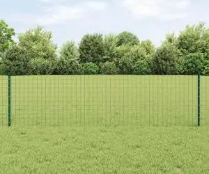 vidaXL Gard Euro cu 5 stâlpi U Verde 0.6x10 m Oțel