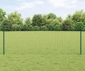vidaXL Gard euro cu 5 stâlpi U Verde 0.8x10 m Oțel