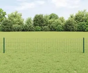 vidaXL Gard Euro cu 5 stâlpi U Verde 0.4x10 m Oțel