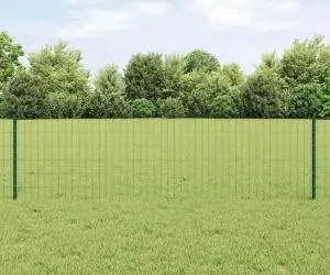vidaXL Gard Euro cu 5 stâlpi U Verde 0.6x10 m Oțel