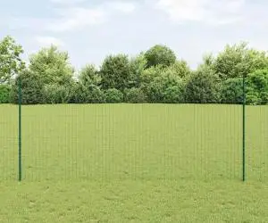 vidaXL Împrejmuire Euro cu 5 Stâlpi U Verde 1.4x10 m Oțel