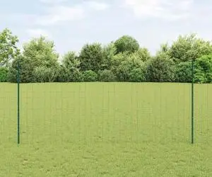 vidaXL Gard Euro cu 5 Stâlpi Verzi 1,4x10 m Oțel