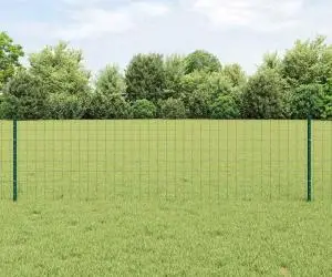vidaXL Gard Euro cu 11 Stâlpi Verzi 0,6x25 m Oțel