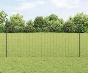 vidaXL Gard Euro cu 10 Stâlpi Gri 1,2x10 m Oțel