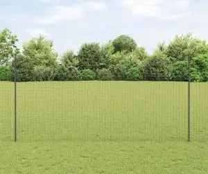 vidaXL Gard Euro cu 10 Stâlpi Gri 1,5x10 m Oțel