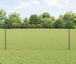 vidaXL Gard Euro cu 22 Stâlpi U Gri 1,2x25 m Oțel