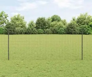 vidaXL Gard Euro cu 22 Stâlpi Gri 1x25 m Oțel
