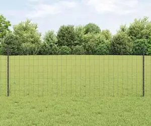 vidaXL Gard Euro cu 11 Stâlpi Gri 0,8x25 m Oțel