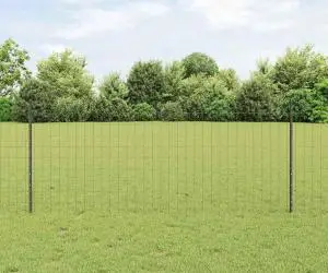 vidaXL Gard Euro cu 22 Stâlpi Gri 1x25 m Oțel