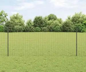 vidaXL Gard Euro cu 10 Stâlpi Gri 1x10 m Oțel