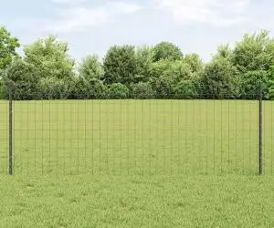 vidaXL Gard Euro cu 11 Stâlpi Gri 0,8x25 m Oțel