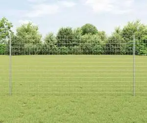 vidaXL Gard Euro cu 10 Stâlpi Argintii 1,2x10 m Oțel