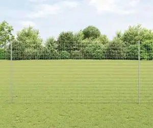 vidaXL Gard Euro cu 10 Stâlpi Argintii 1,5x10 m Oțel