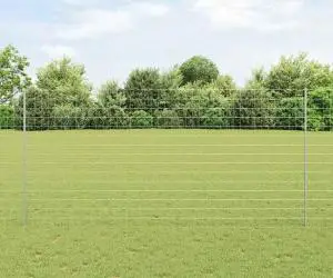 vidaXL Gard Euro cu 10 Stâlpi Argintii 1,6x10 m Oțel