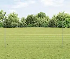 vidaXL Gard Euro cu 10 Stâlpi Argintii 1,6x10 m Oțel