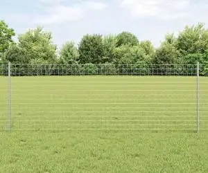 vidaXL Gard Euro cu 11 Stâlpi Argintii 0,8x25 m Oțel