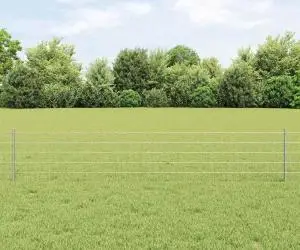 vidaXL Gard Euro cu 11 Stâlpi Argintii 0,4x25 m Oțel