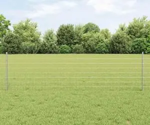 vidaXL Gard Euro cu 11 Stâlpi Argintie 0,6x25 m Oțel