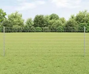 vidaXL Gard Euro cu 11 Stâlpi Argintii 0,8x25 m Oțel