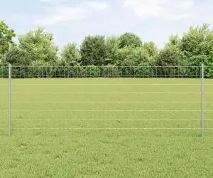 vidaXL Gard Euro cu 11 posturi U argintie 0.8x25 m oțel