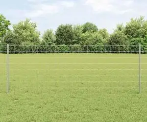 vidaXL Gard Euro cu 11 Stâlpi Argintii 0,8x25 m Oțel