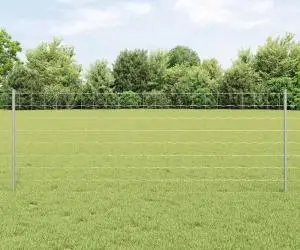 vidaXL Gard Euro cu 11 Stâlpi Argintii 0,8x25 m Oțel
