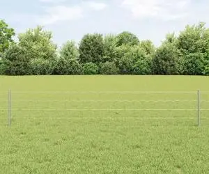vidaXL Împrejmuire Euro cu 11 Stâlpi U Argintii 0.4 x 50 m Oțel