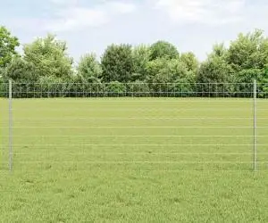 vidaXL Gard Euro cu 5 Stâlpi U Argintiu 0,8x10 m Oțel