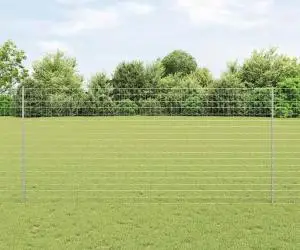 vidaXL Gard Euro cu 10 Stâlpi Argintie 1,4x10 m Oțel