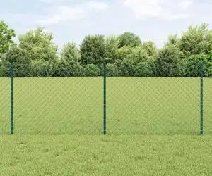 vidaXL Gard cu Lanț cu 10 Stâlpi U Verde 0.8x10 m Oțel