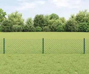 vidaXL Gard din Plasă de Lanț cu 22 Posturi U Verde 0.4x25 m Oțel