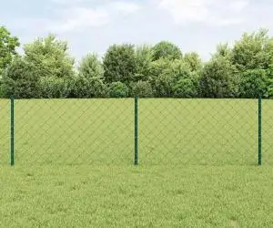 vidaXL Gard din Linkuri de Lanț cu 22 Stâlpi U Verde 0.6x25 m Oțel
