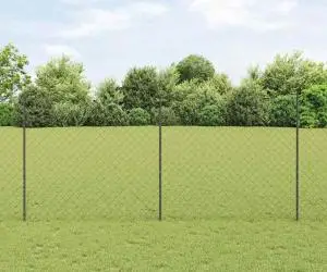 vidaXL Împrejmuire Cu Lanț cu 44 U Posturi Gri 1.4x25 m Oțel