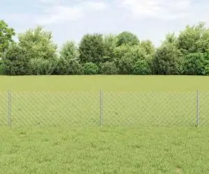 vidaXL Gard din Lanț cu 10 U Posts Argintiu 0.4x10 m Oțel