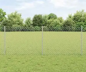 vidaXL Gard din Lanț cu 10 U Posturi Argintie 0.8x10 m Oțel