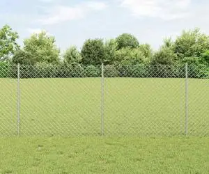 vidaXL Gard din plasă de lanț cu 20 de stâlpi U argintii 1x10 m oțel