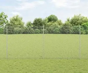 vidaXL Gard cu Lanț cu 20 U Posturi Argintie 1,4x10 m Oțel