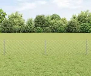vidaXL Șină de Lanț cu 10 Posturi U Argintii 0.4x10 m Oțel