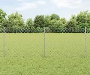 vidaXL Gard din Lant cu 10 Posturi U Argintiu 0.8x10 m Oțel