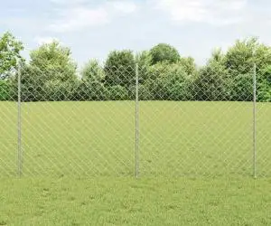 vidaXL Gard din Oțel cu 20 Stâlpi Argintii 1.2x10 m