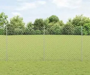 vidaXL Gard cu Lanț cu 20 Uluci Argintii 1.4x10 m Oțel