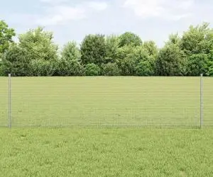 vidaXL Plasă sudată cu 5 U Posts Argintie 0.6x25 m Oțel