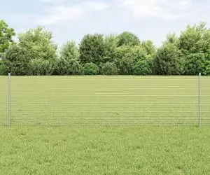 vidaXL Gard din plasă sudată vitaXL cu 11 stâlpi U Argintii 0.6x25 m Oțel