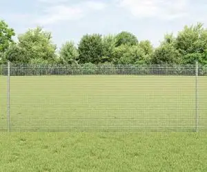 vidaXL Împrejmuire din Sârmă Sudată cu 11 Stâlpi U Argintii 0.8x25 m Oțel