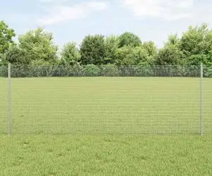 vidaXL Gard de sârmă sudată cu 11 stâlpi U argintie 0.8 x 25 m din oțel