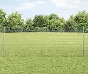 vidaXL Gard din Oțel Galvanizat cu 11 U Posturi Argintiu 0.8x25 m