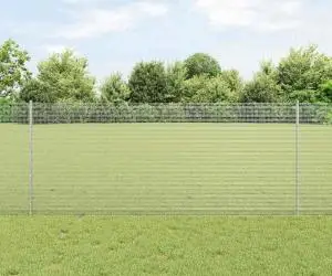 vidaXL Îngrădire din Sârmă Sudată cu 22 de Stâlpi U Argintii 1x25 m Oțel